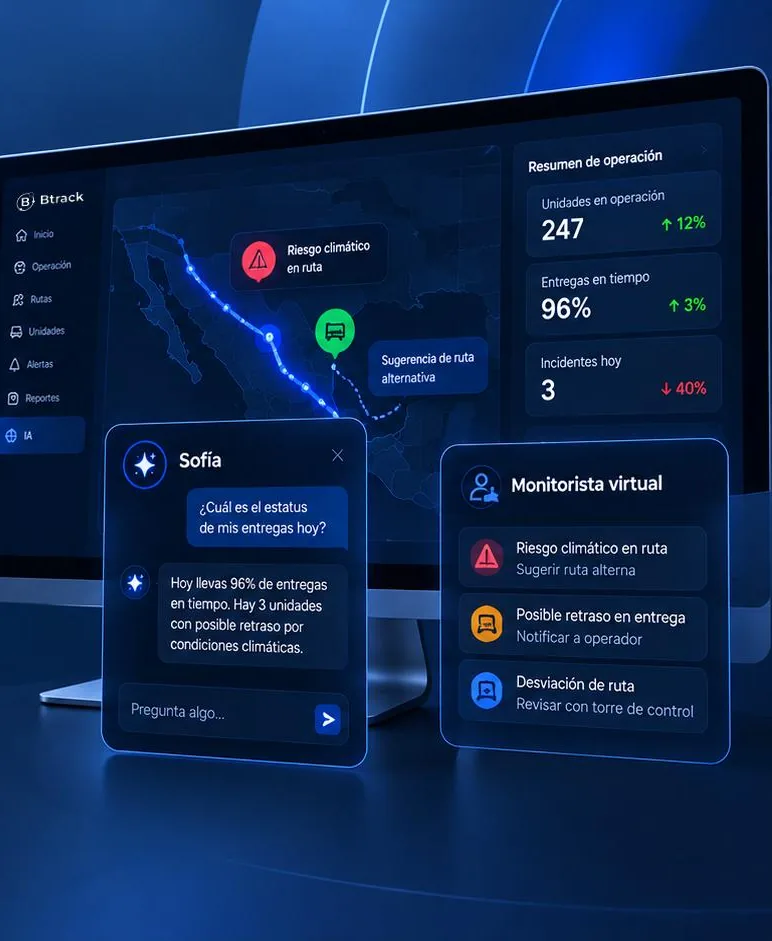 Sofía y el monitorista virtual de Btrack sobre la operación en vivo